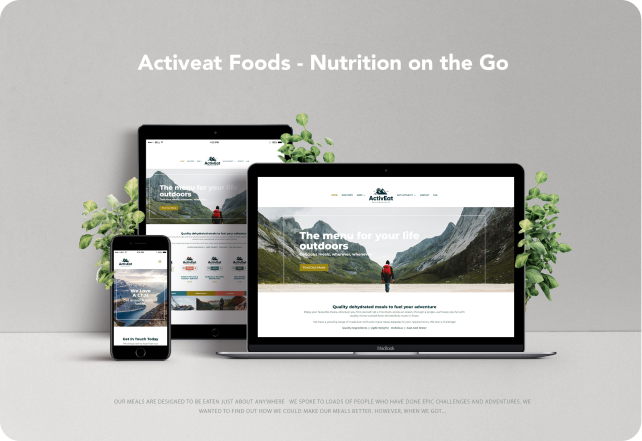 Activeat Foods digital UI and packaging design