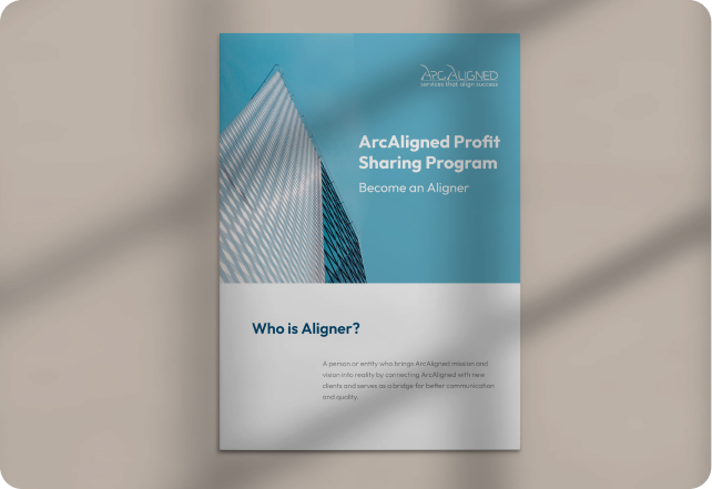 Arc Aligned profit sharing program brochure and brand identity in Gainesville, Florida