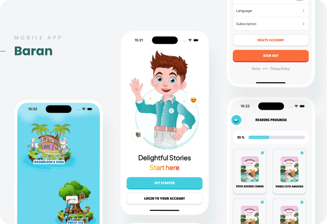 Baran kids storytelling mobile app UI design in Delhi, India