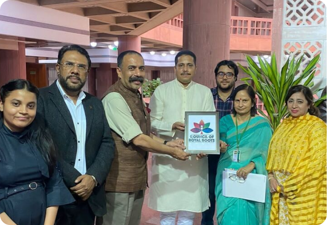 Council of Royal Roots logo design presentation in Delhi, India